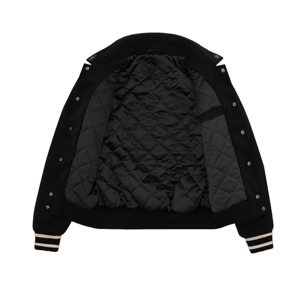 Áo khoác dạ Varsity trần phông phối tay da thêu N from 45 -85kg