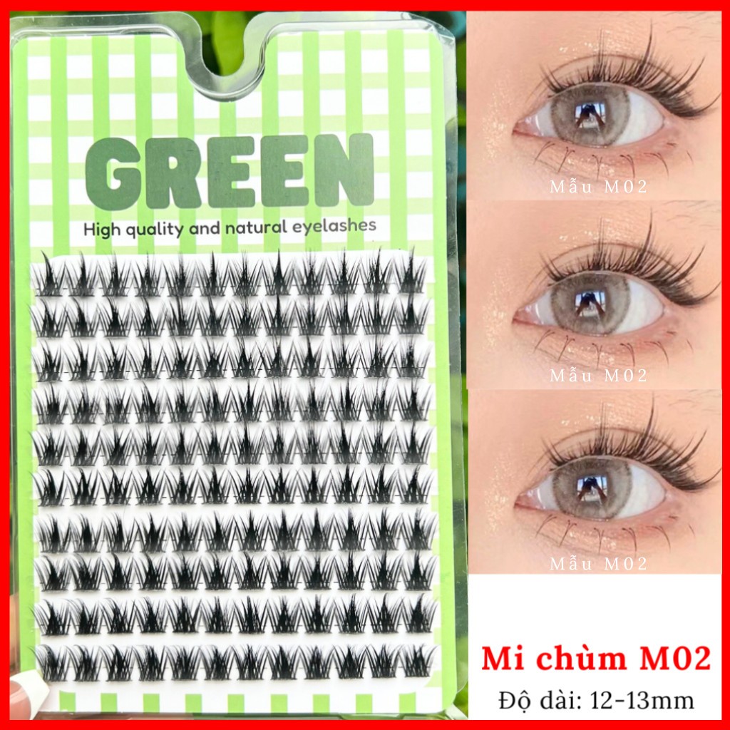 Mi Giả Tách Sợi Chùm Tự Nối 10 Hàng GREEN Tự Nhiên