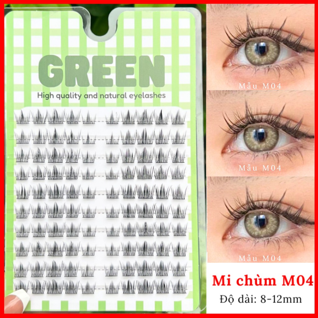 Mi Giả Tách Sợi Chùm Tự Nối 10 Hàng GREEN Tự Nhiên
