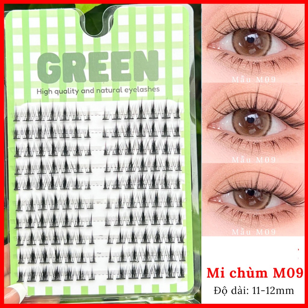 Mi Giả Tách Sợi Chùm Tự Nối 10 Hàng GREEN Tự Nhiên