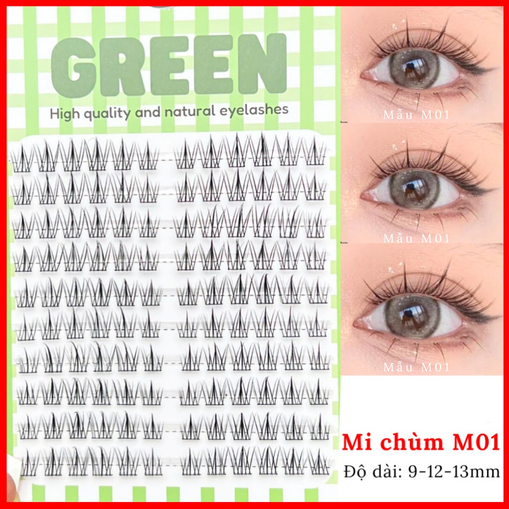 Mi Giả Tách Sợi Chùm Tự Nối 10 Hàng GREEN Tự Nhiên