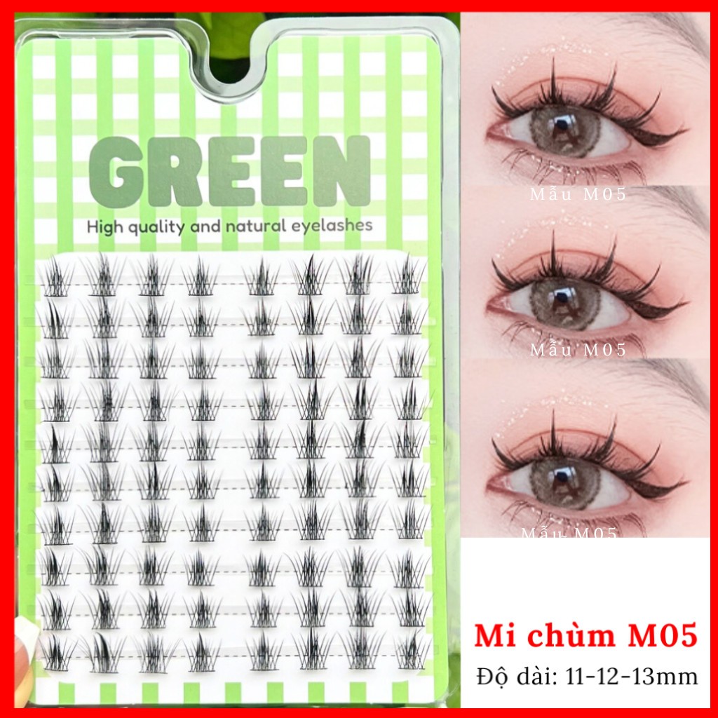 Mi Giả Tách Sợi Chùm Tự Nối 10 Hàng GREEN Tự Nhiên