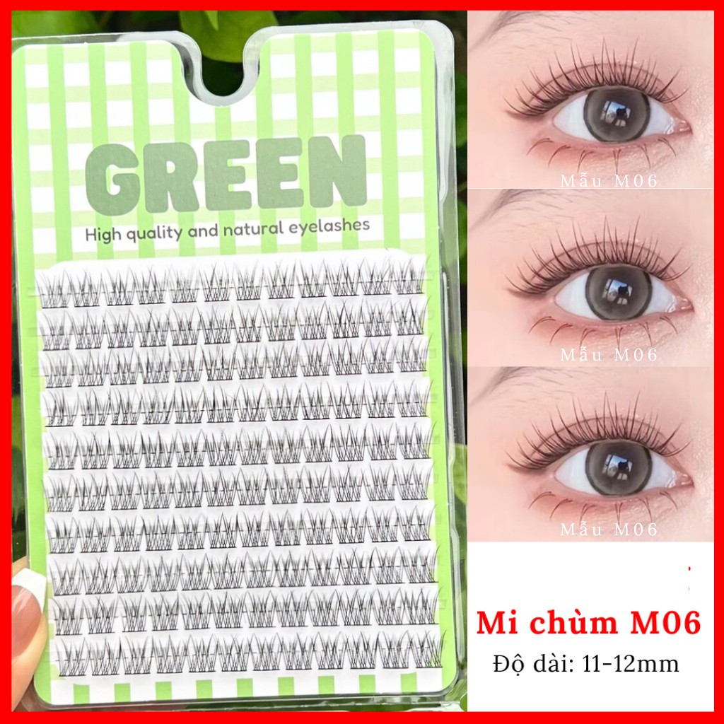 Mi Giả Tách Sợi Chùm Tự Nối 10 Hàng GREEN Tự Nhiên