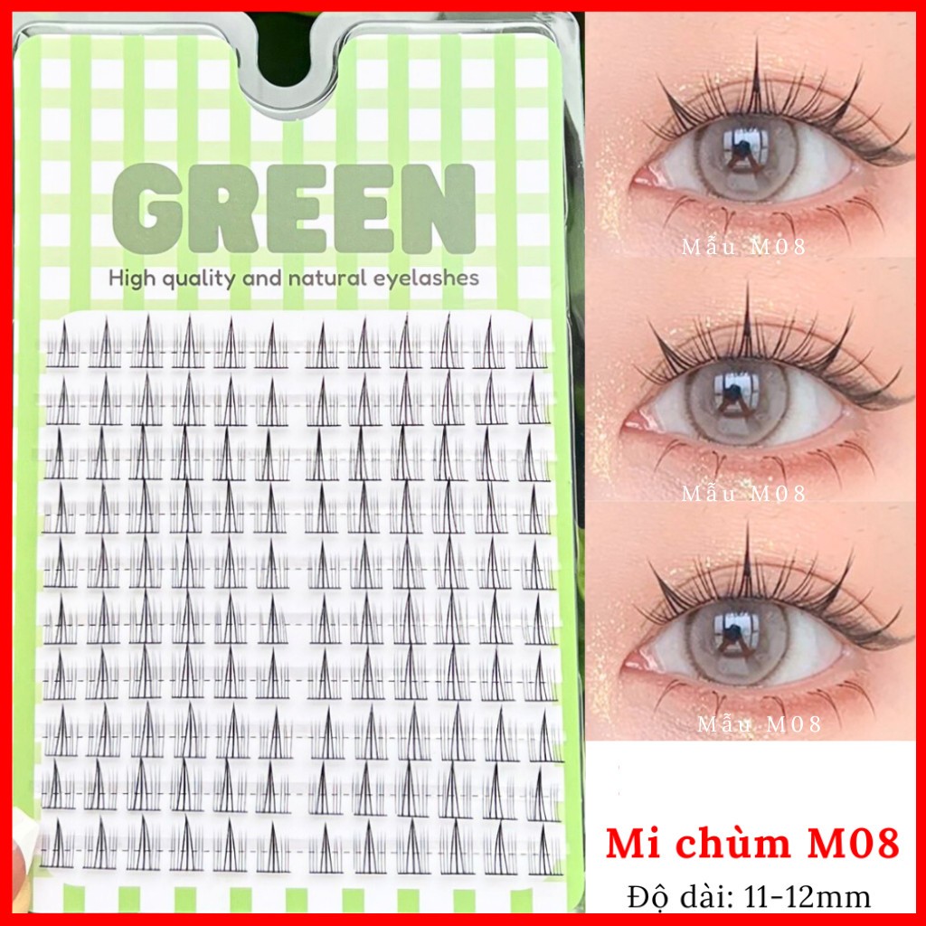 Mi Giả Tách Sợi Chùm Tự Nối 10 Hàng GREEN Tự Nhiên