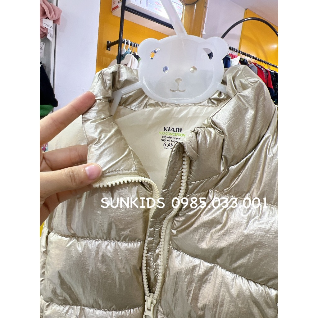 Áo phao gile bé gái phối màu Metalic ánh Kim