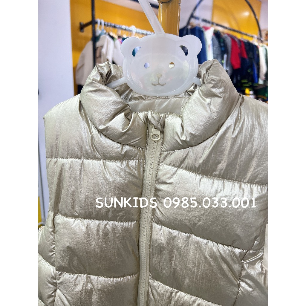 Áo phao gile bé gái phối màu Metalic ánh Kim