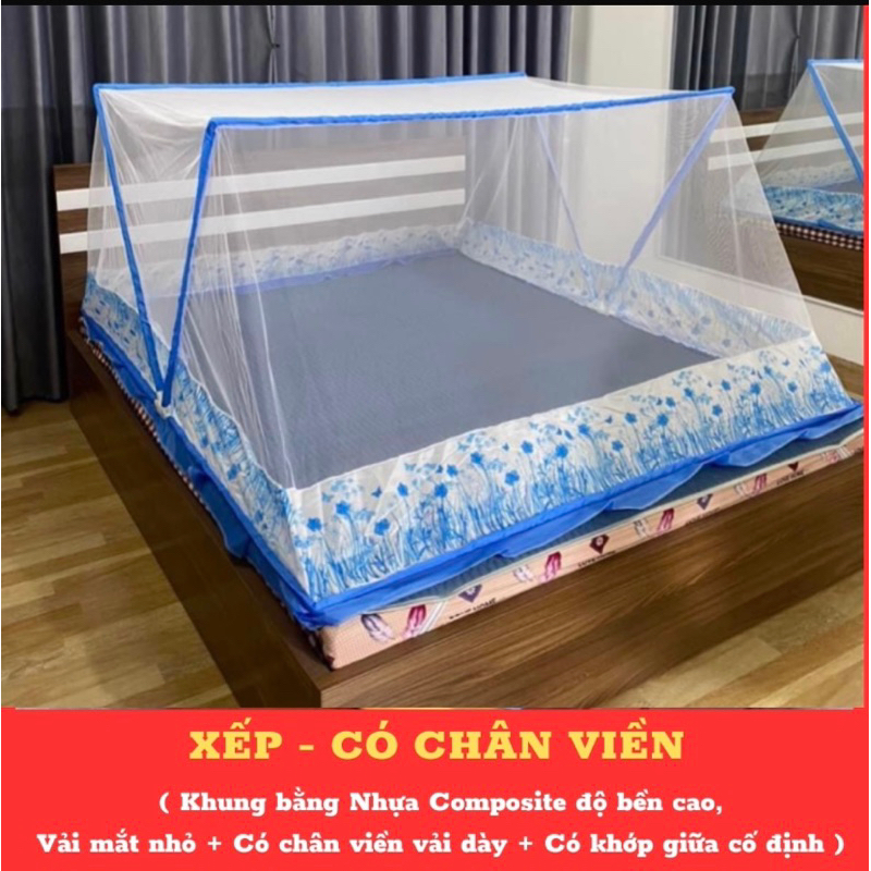 Màn xếp thông minh gấp gọn có chân viền chống muỗi,mùng xếp gọn khớp nối bền chắc