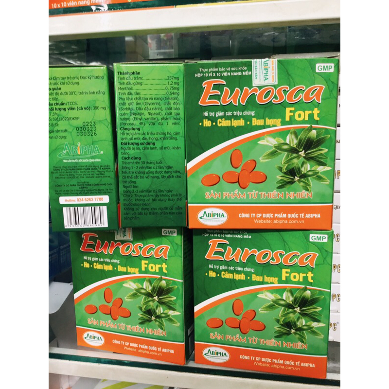 Tpbvsk EUGICA viên uống  Eurosca xanh và đỏ.