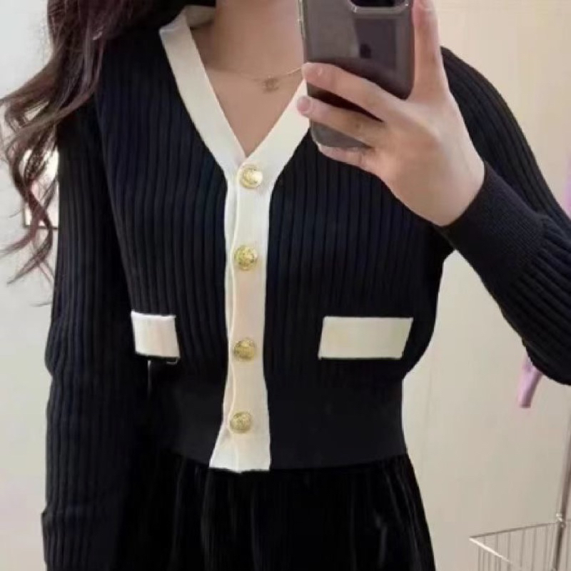 Áo Len Cadigan dáng ngắn cài cúc trẻ trung phong cách Hàn Quốc