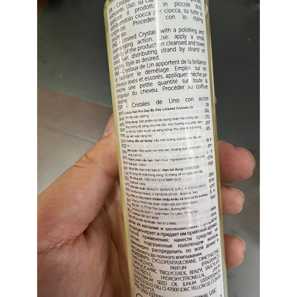 Tinh Dầu Dưỡng Tóc Luxury Hair Pro Day By Day Linseed Crystals Oil 100ml