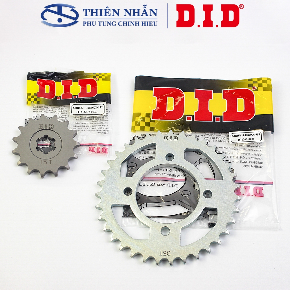 Nhông sên dĩa DID xe Sirius new  428DXN-104L, 15T-35T