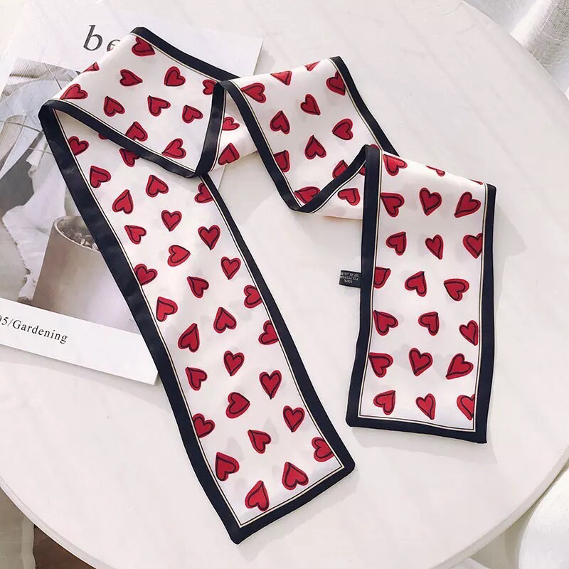 🎀Khăn lụa satin 9*98cm thắt nơ xinh xắn