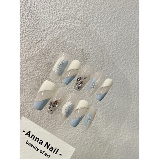 Nailbox xanh đính đá nhũ bling