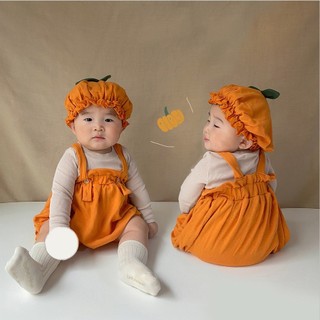 Set bí ngô Haloween chất nhung tăm cho bé 3-15kg