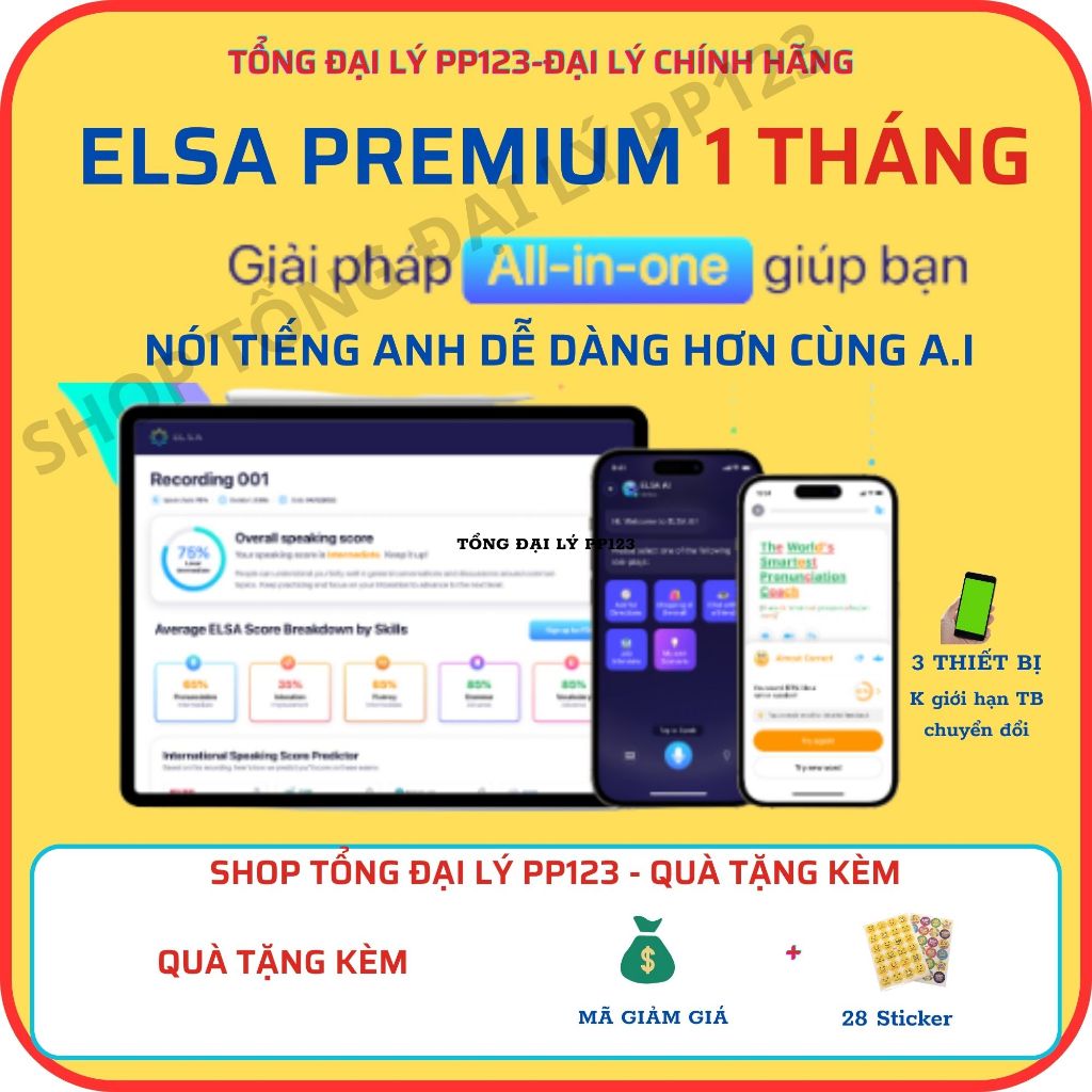 ELSA Premium 1 Tháng bao gồm