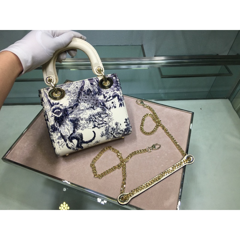 Túi xách DIOR LADY TOILE DE JOY 17cm 2019 Limited 1:1 Nhập Khẩu Da Bê Nguyên Miếng Lót Da Lộn