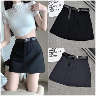 Chân Váy Chữ A Basic Kèm Thắt Lưng, Labibi