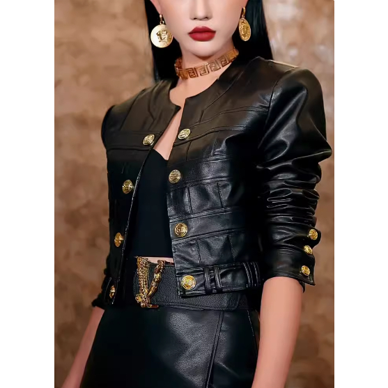 Set Đồ Nữ Cao Cấp, Áo Khoác Da Croptop Basic + Chân Váy Lưng Cao, Phong Cách Trẻ Trung, Cá Tính.