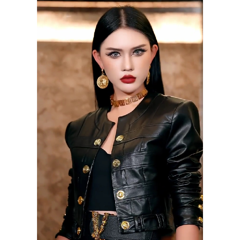 Set Đồ Nữ Cao Cấp, Áo Khoác Da Croptop Basic + Chân Váy Lưng Cao, Phong Cách Trẻ Trung, Cá Tính.