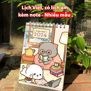 Lịch để bàn 2024 có lịch âm kèm note 4 mẫu dễ thương hottrend