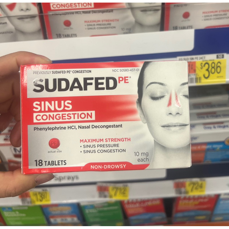 Sudafed PE Hỗ trợ giảm tắc nghẽn xoang mũi ,Giúp Thông Mũi 18 viên nén