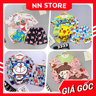 Đồ bộ hoạt hình form rộng unisex nam nữ 47kg vải thun mềm mịn mát bò sữa doremon kitty gấu brown DBRBD TỔNG HỢP SIZE M