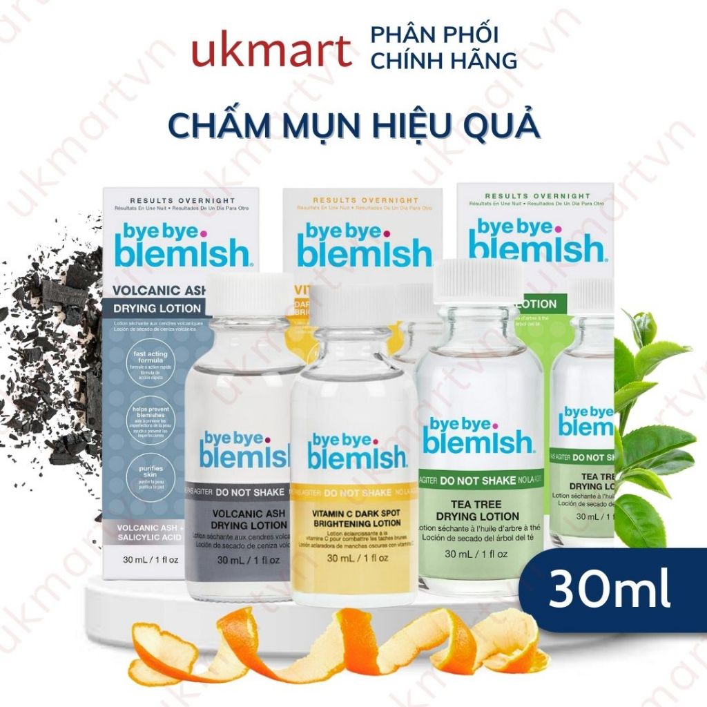 Chấm mụn Bye Bye Blemish Drying Lotion 30ml giảm mụn nhanh sau 1 đêm cho tất cả loại mụn trên mặt và body