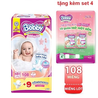 Tã- miếng lót sơ sinh bobby newborn1 nb1-108 +9 miếng