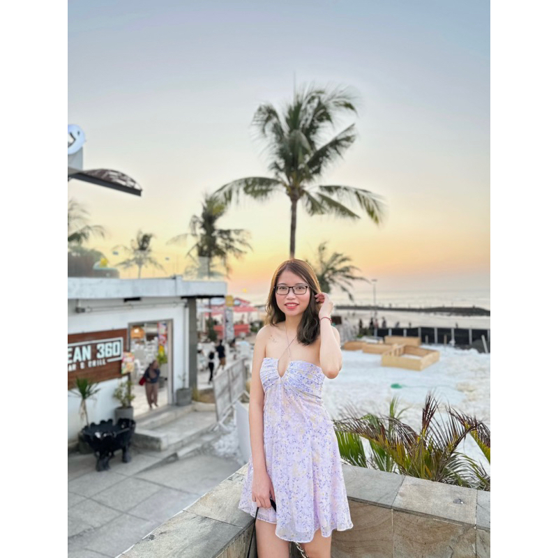 Hoachoem - Đầm hoa ngắn hai dây xếp ly ngực - Fleecy Valentine Minidress Size M