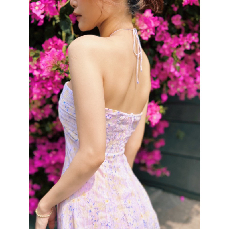 Hoachoem - Đầm hoa ngắn hai dây xếp ly ngực - Fleecy Valentine Minidress Size M