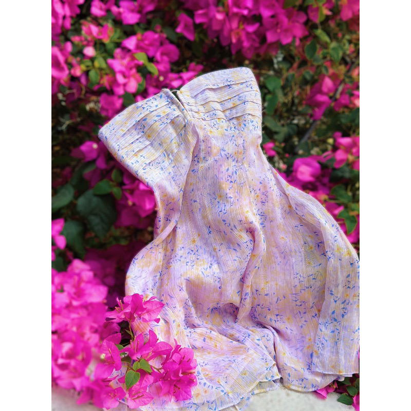 Hoachoem - Đầm hoa ngắn hai dây xếp ly ngực - Fleecy Valentine Minidress Size M