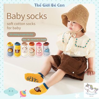 Vớ chống trượt cho bé tập đi size 12 cm (từ 9 tháng đến 1tuổi), mềm mịn, thoáng khí, Tất chống trượt