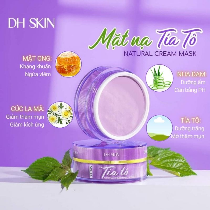 Mặt Nạ Tía tô DH SKIN 120g, Mặt Nạ Tía Tô Dưỡng Trắng Da, Ngăn Ngừa Lão Hóa, giảm thâm nám, phục hồi da chính hãng