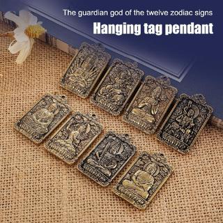 Linh vật 12 con giáp - thẻ vị 2 mặt 8 vị phật bản mệnh - móc khóa – mặt dây chuyền kim loại
