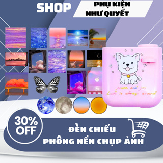 Máy Chiếu Mini - Đèn Chiếu Hoàng Hôn Trang Trí - 2 Thẻ Sinh Nhật - Có Đèn Led Dùng Làm Đạo Cụ Chụp Ảnh
