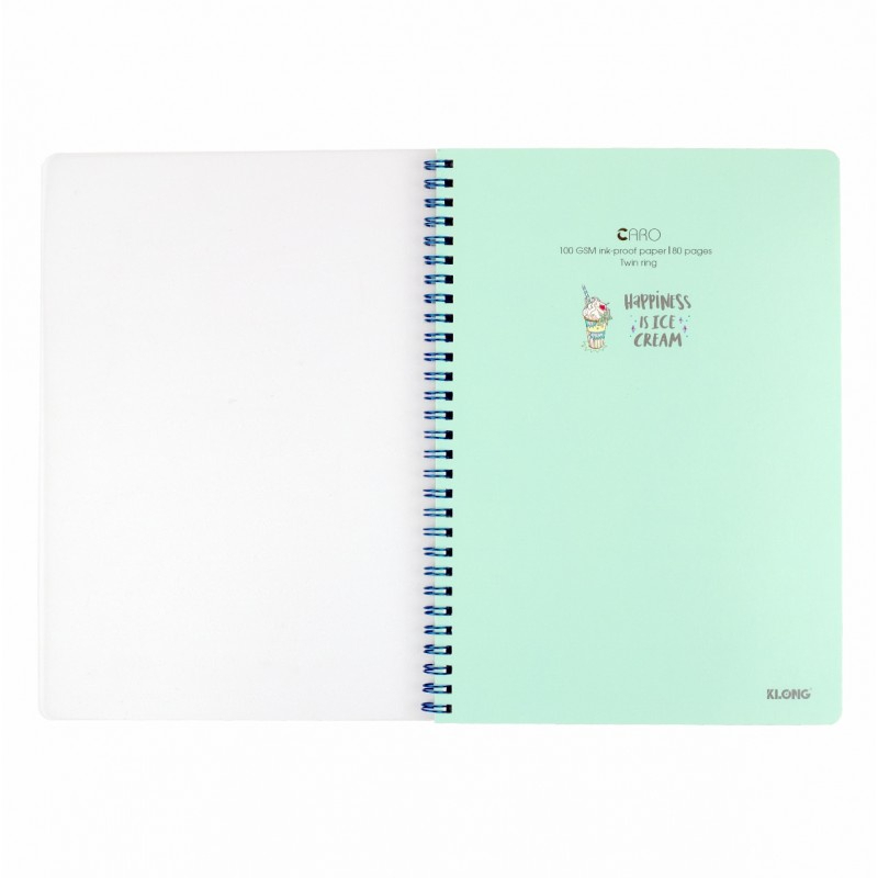 Vở lò xo kép Caro 5x5 B5 CHỌN 4 MÀU BÌA nhựa 80 trang Klong 574 / Sổ Caro kích thước  mm