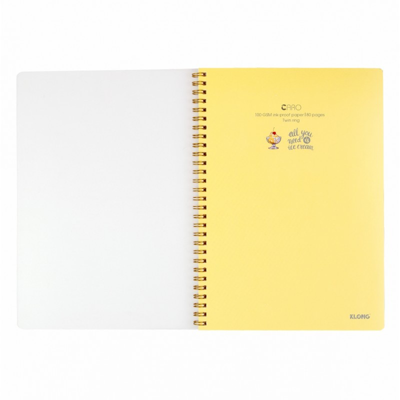 Vở lò xo kép Caro 5x5 B5 CHỌN 4 MÀU BÌA nhựa 80 trang Klong 574 / Sổ Caro kích thước  mm