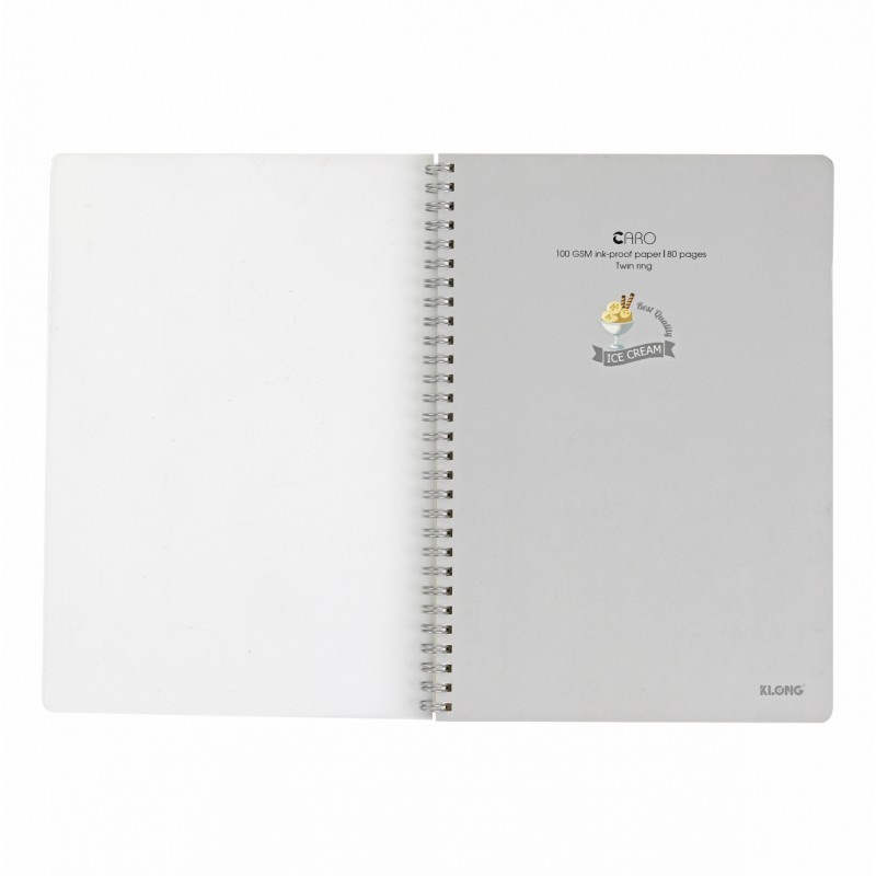 Vở lò xo kép Caro 5x5 B5 CHỌN 4 MÀU BÌA nhựa 80 trang Klong 574 / Sổ Caro kích thước  mm