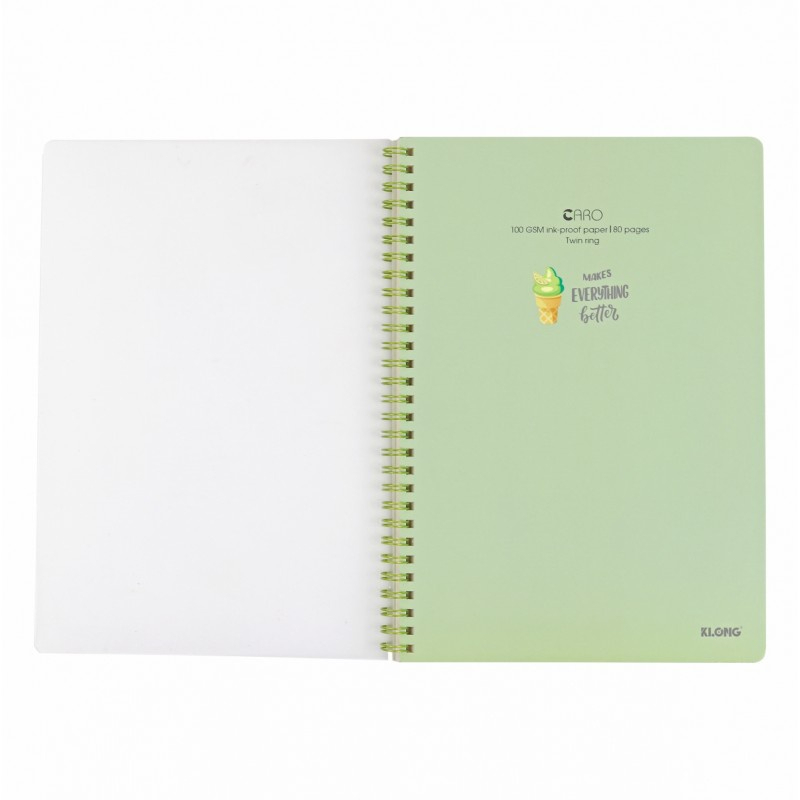 Vở lò xo kép Caro 5x5 B5 CHỌN 4 MÀU BÌA nhựa 80 trang Klong 574 / Sổ Caro kích thước  mm