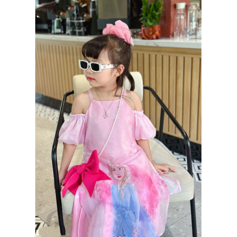 ÁO DÀI ELSA Đầm Tết  cao cấp haivanco voan tơ cho bé từ 10 đến 40 kg mềm mại và thoáng mát đi chơi đi tiệc