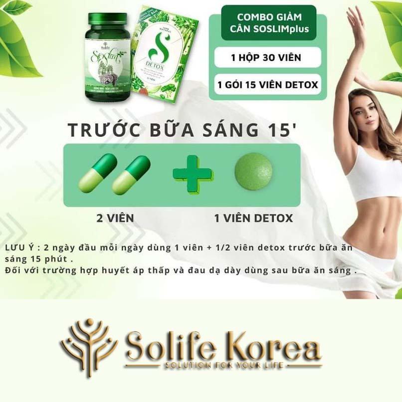 Viên uống giảm cân Soslim plus chính hãng của solife korea với tinh chất