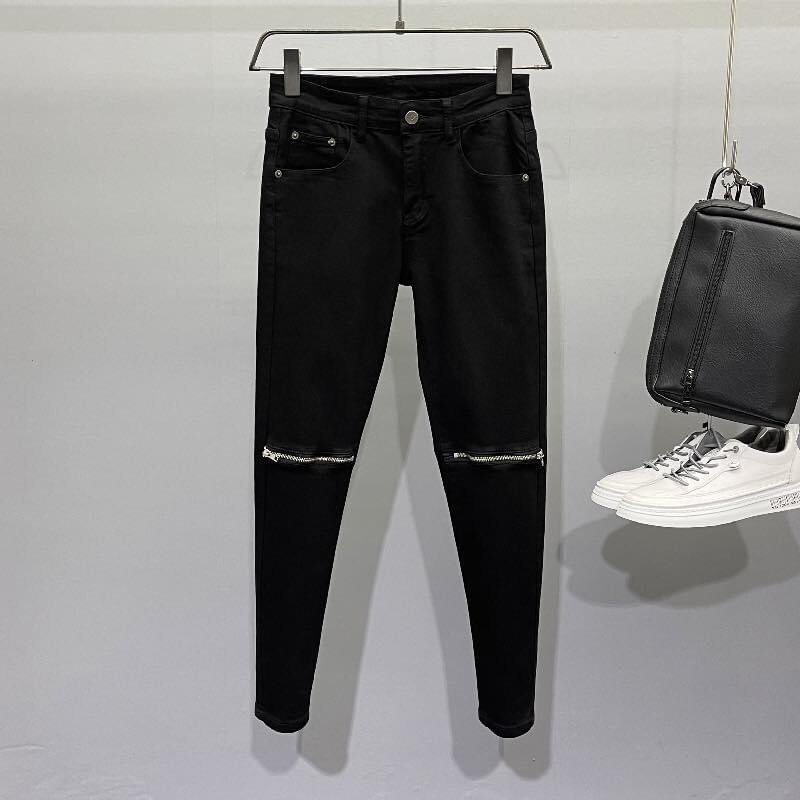 Quần Jean Nam Đen Trơn Dáng Slim Fit