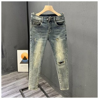 Quần jean nam rách gối co giãn slimfit