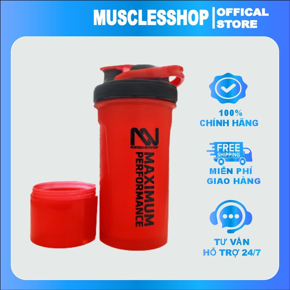 Bình Lắc Nortech Thể Thao 800ML, 2 Ngăn, Không Chứa BPA