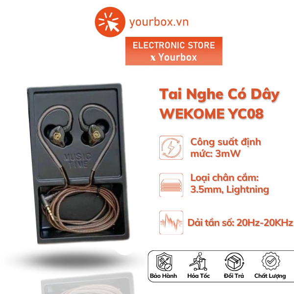 Tai nghe có dây WEKOME YC08 âm thanh sống động thiết kế bền đẹp - Yourbox.vn