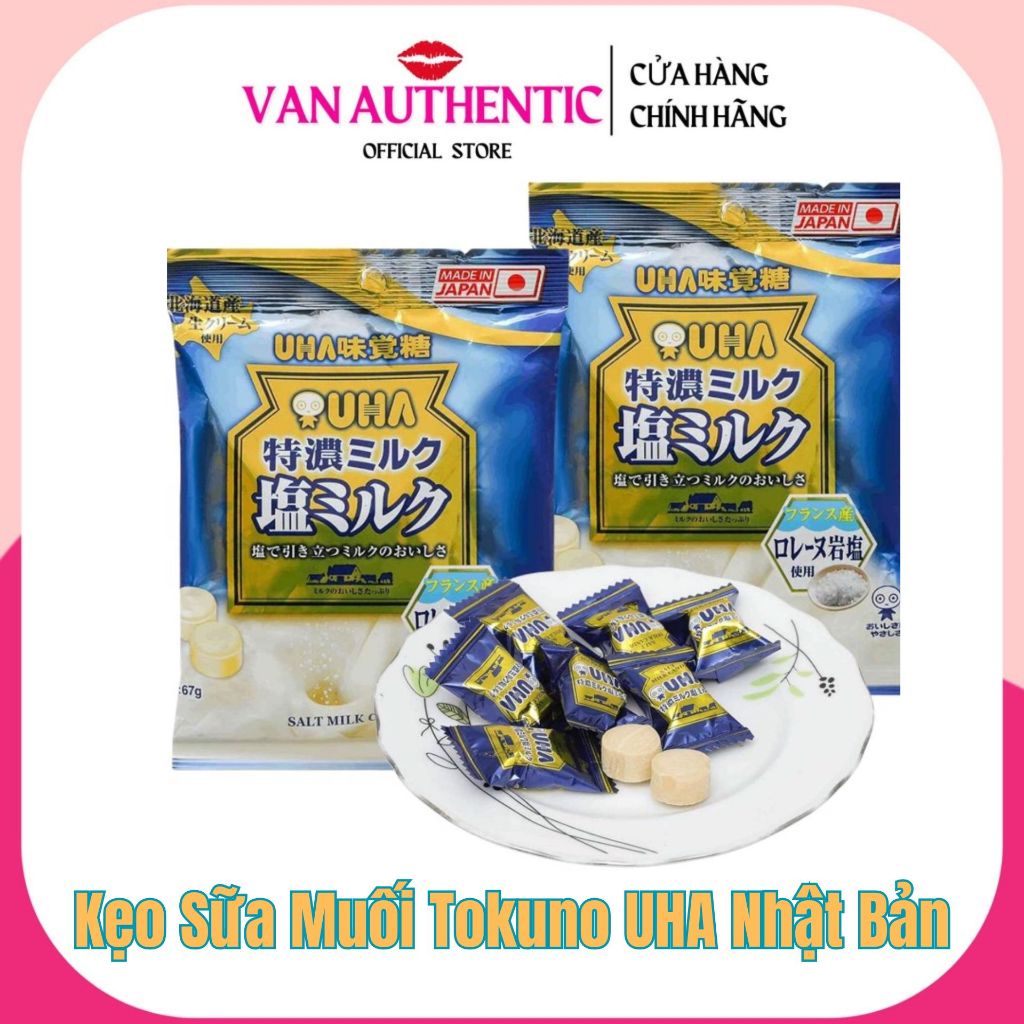 Kẹo UHA Nhật Bản nội địa 67g (2 vị) Sữa muối