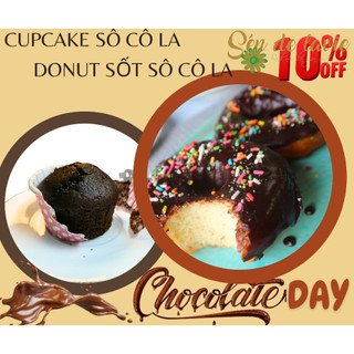 Bộ làm Bánh cupcake sô cô la và Donut phủ sốt Sô cô la gồm bột trộn, nguyên liệu & vật dụng làm bánh