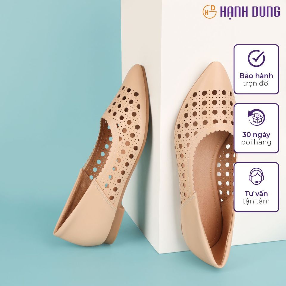 Giày Búp Bê Hạnh Dung HD2983AY ( Màu Bò - Đen - Kem )