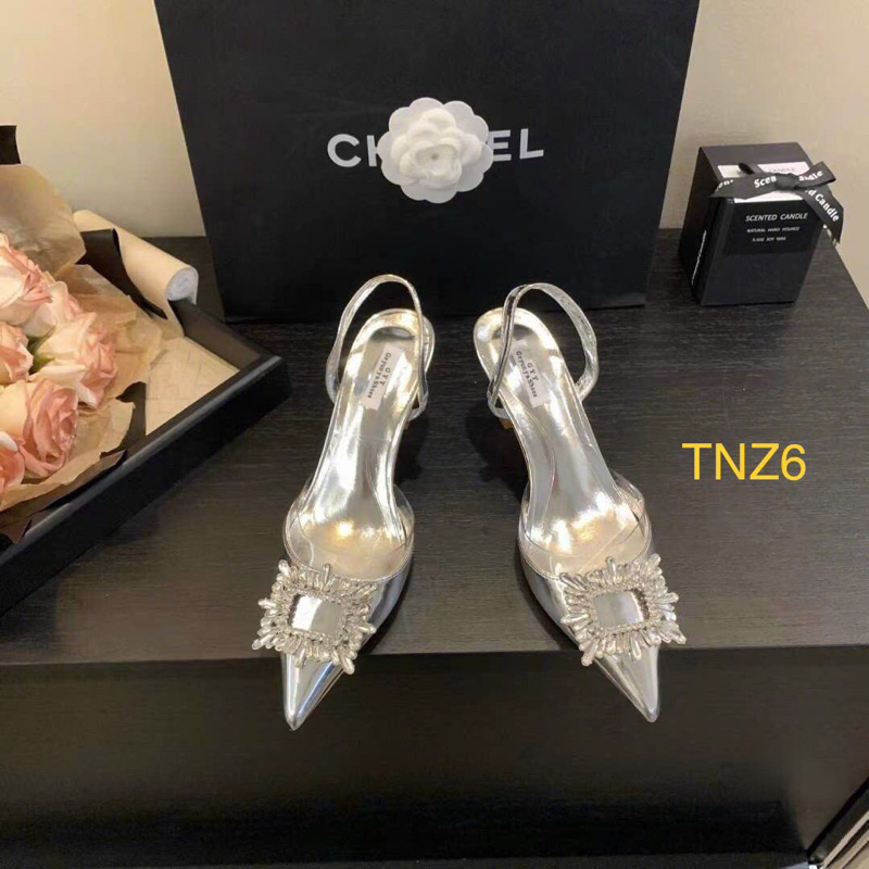 Cao gót bạc đá 7F