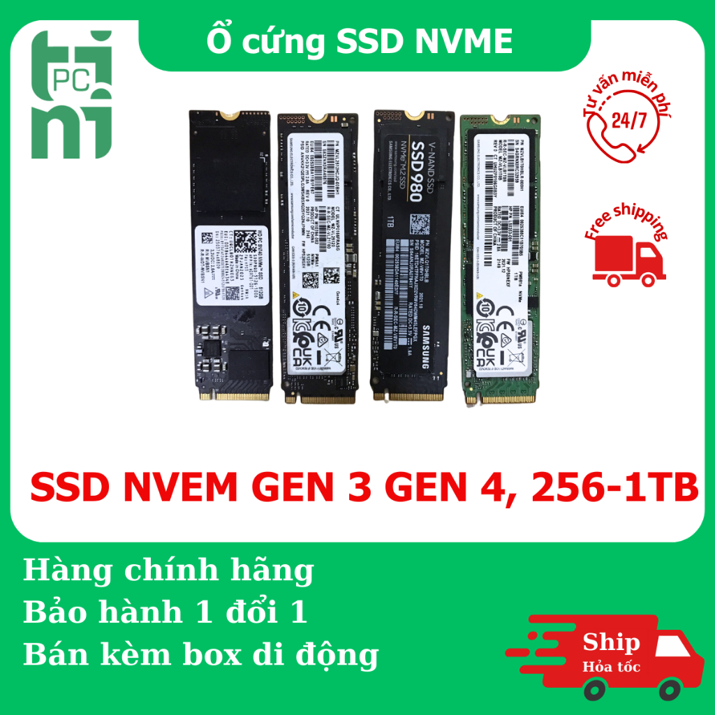 SSD M2 NVMe PCIe 256Gb 512Gb 1Tb Samsung Hynix Toshiba MT WD [BH 12 tháng] Ổ cứng PCI express 128 256 512 1T Tháo máy